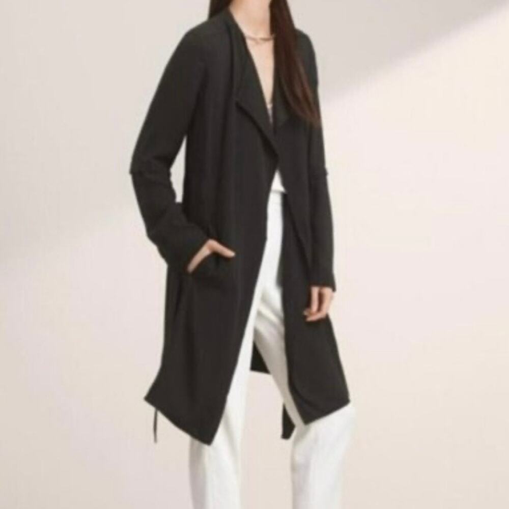 Artizia Babaton Quincey Chiffon Open Front Belted Cardigan Women's XXS Navy